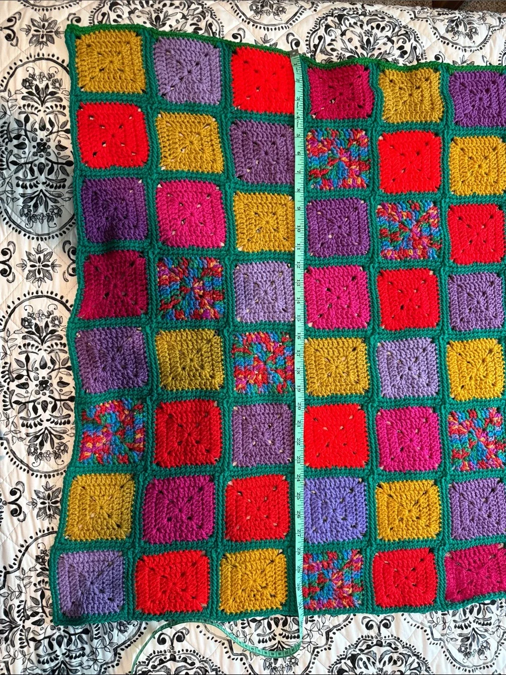 Handmade Multicolor Granny square Crochet lap Blanket